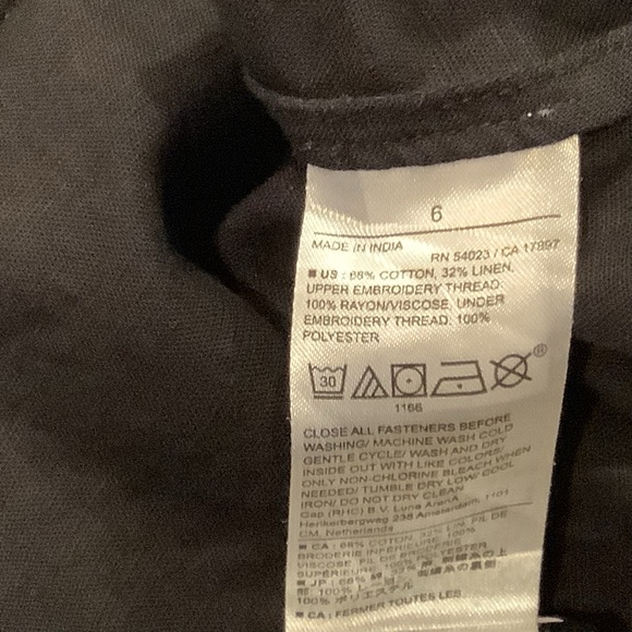 Banana Republic Factory Black Embroidered Midi Skirt Size 6 Linen Blend - Picture 12 of 13